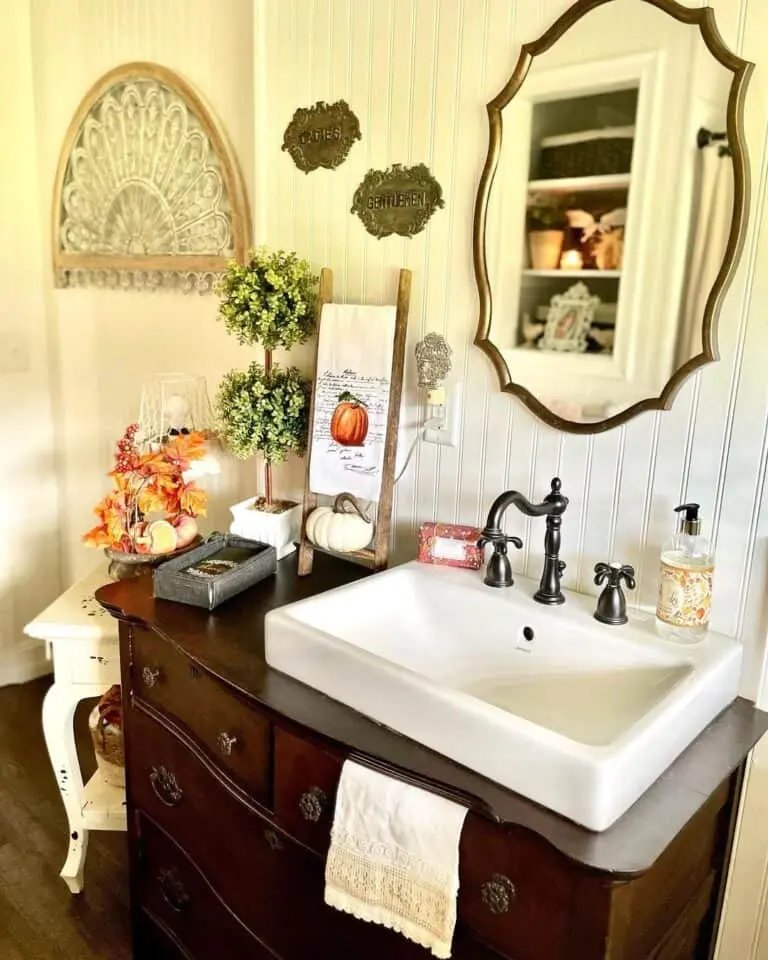 Dark Wood Bathroom Countertop