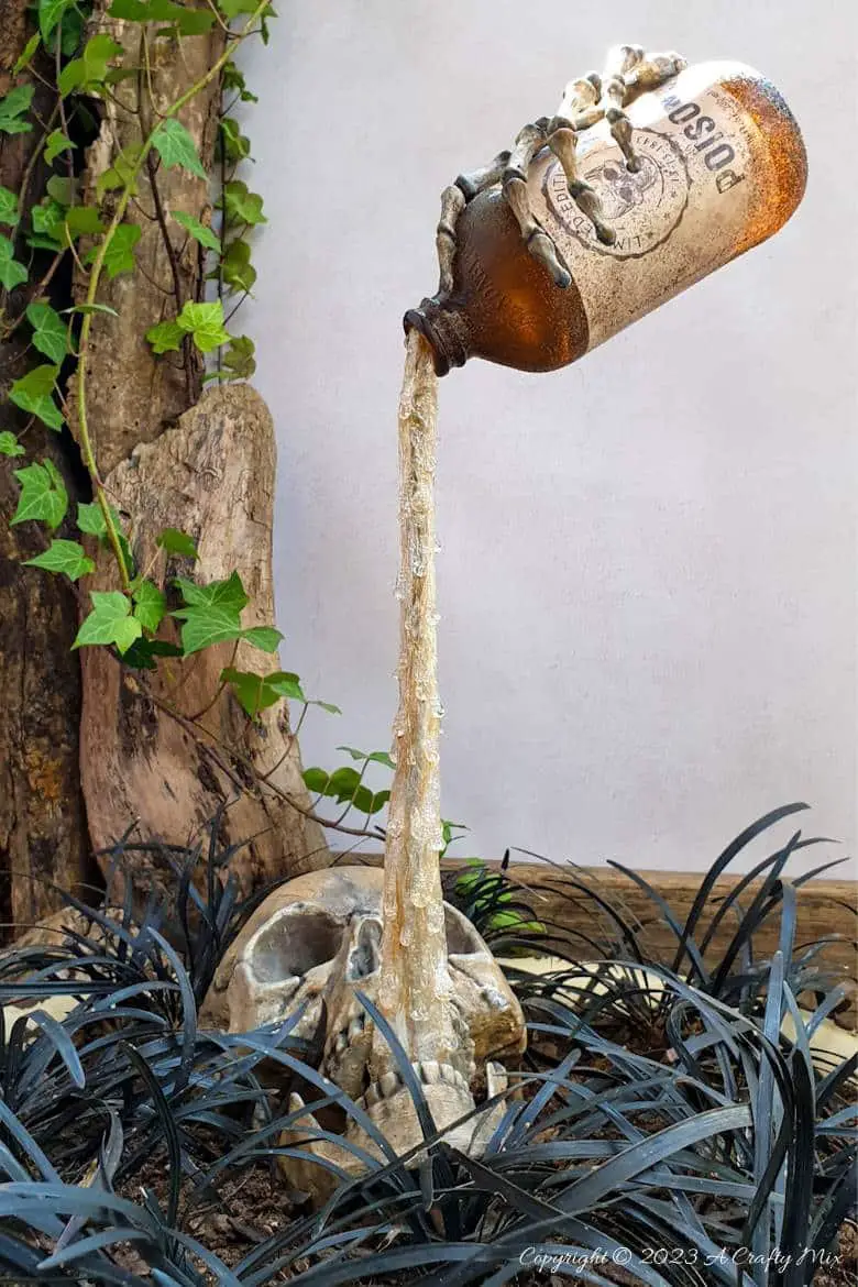 Eerie Skull and Bottle Display