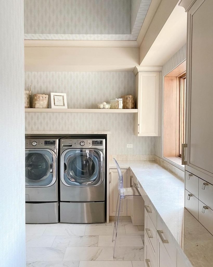 Elegant Neutral Laundry Area