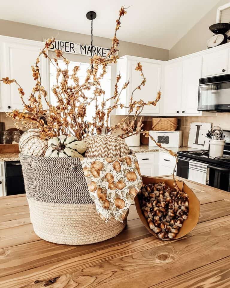 Fabric Pumpkin Basket Display