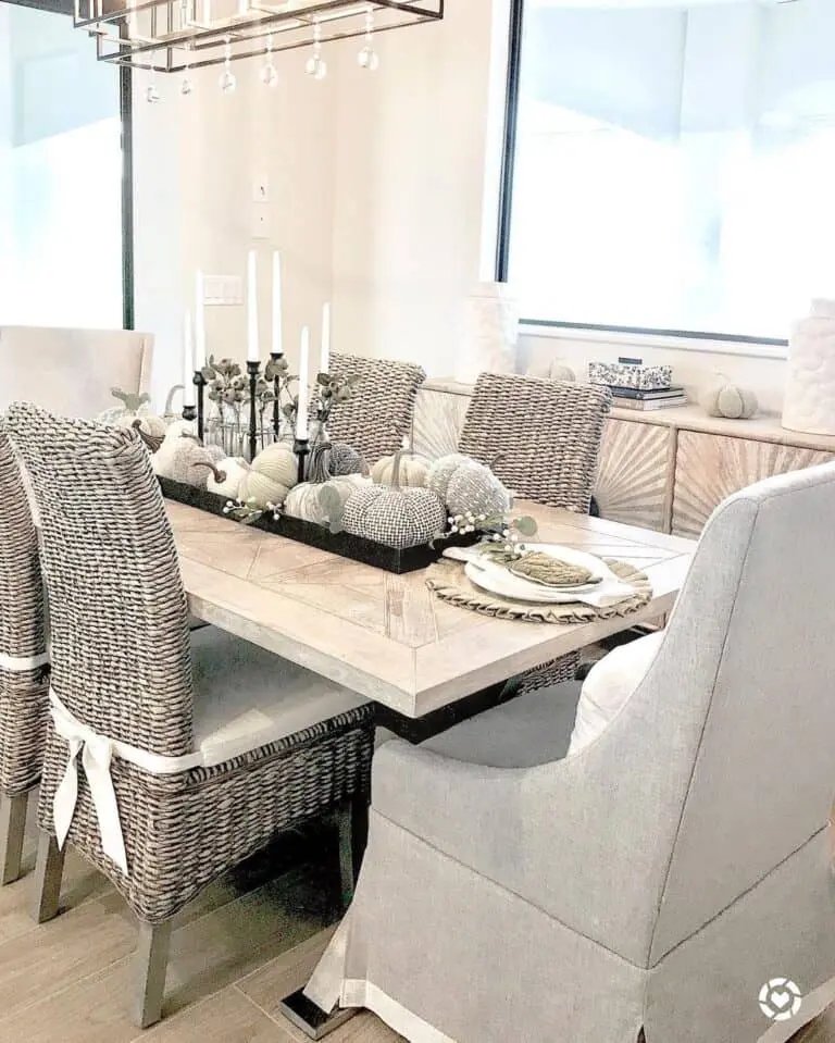 Fabric Pumpkins on Dining Table