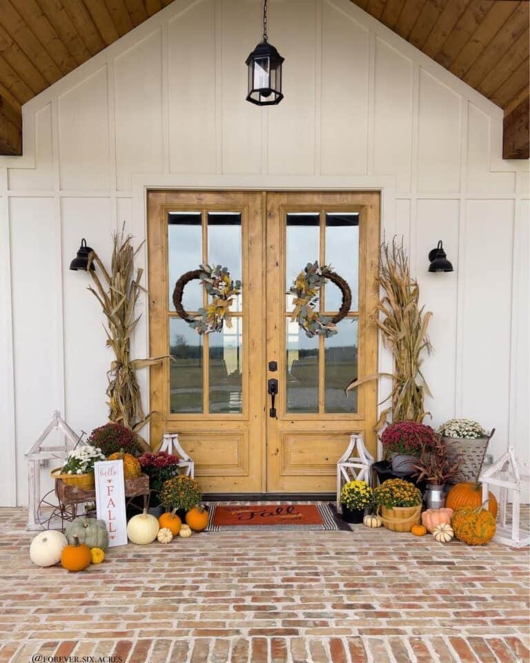 Fall Decor for French Doors