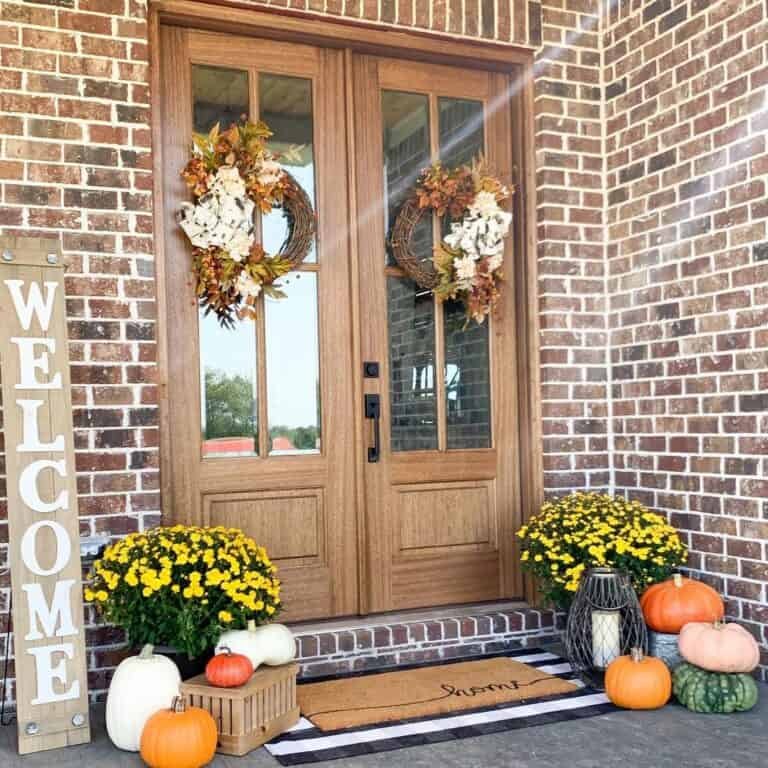 Fall Decor for French Doors