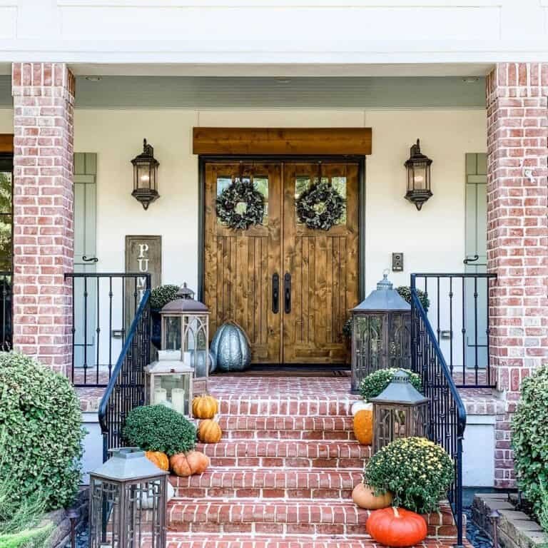 Fall Decor on Brick Steps