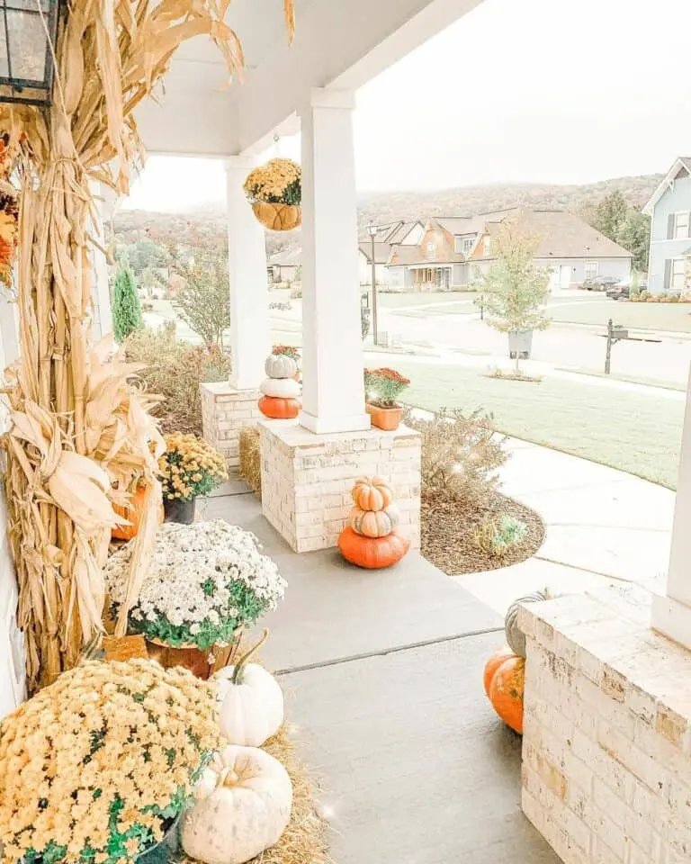 Fall Decorated Cottage Porch