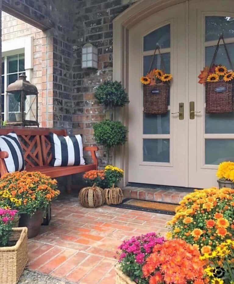 Fall French Door Decor