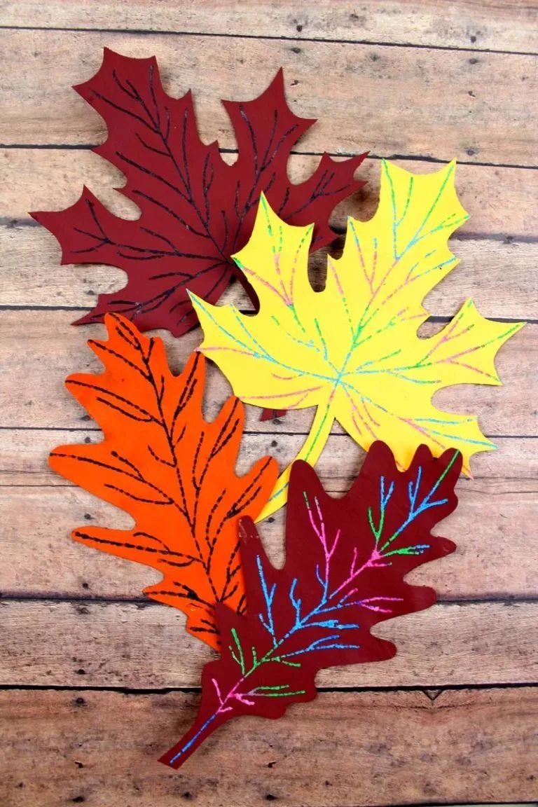 Fall Scratch Art Leaves