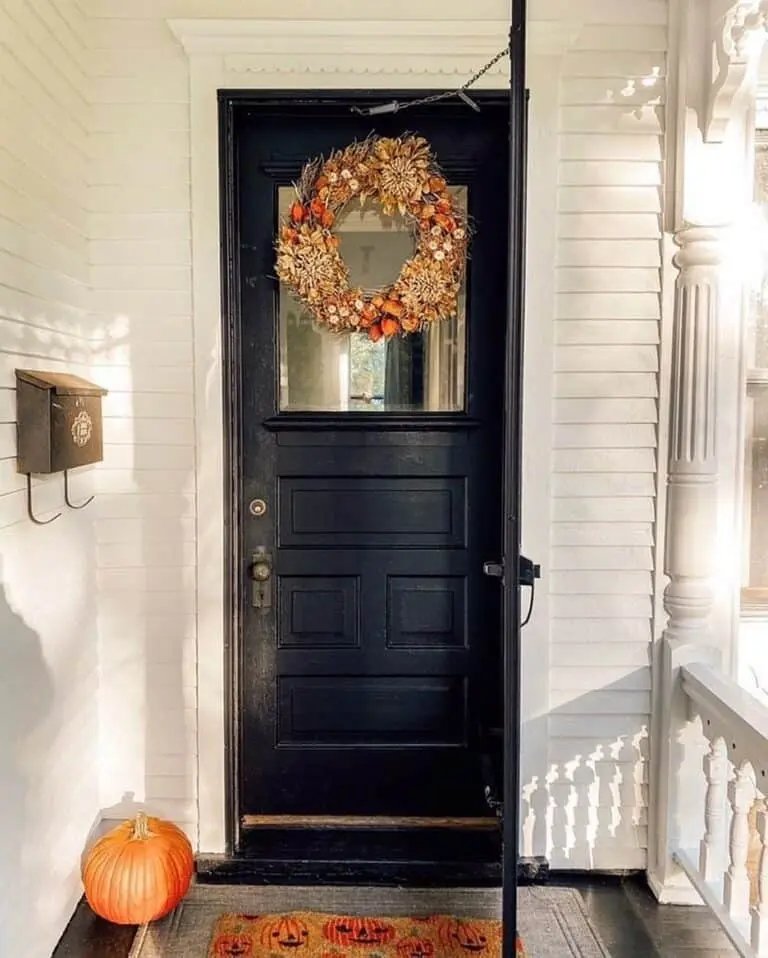 Fall Wreath on Black Door