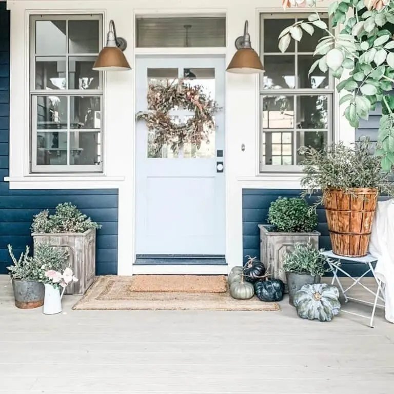 Fall Wreath on Blue Door