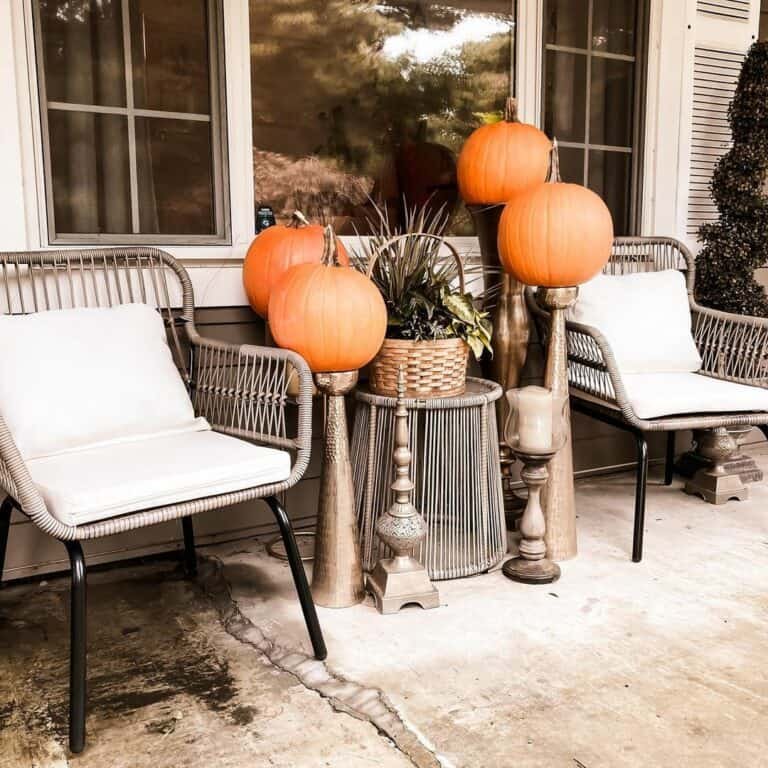Farmhouse Porch with Rattan Chairs