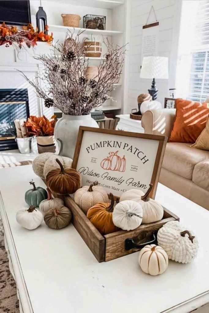 Farmhouse Pumpkin Table Display