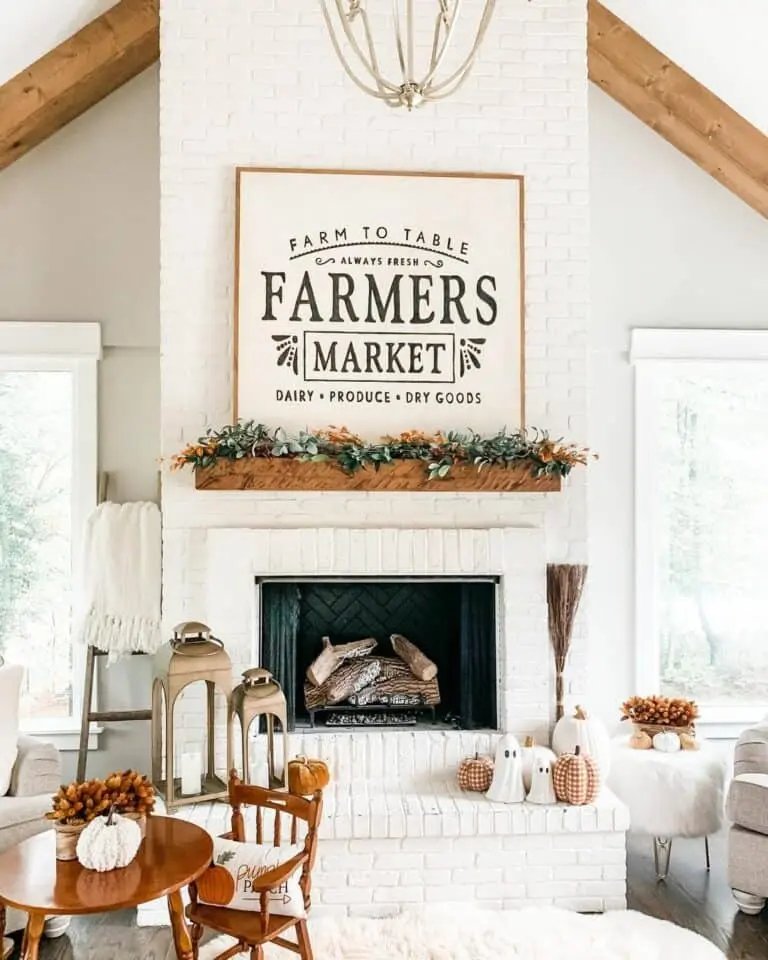 Farmhouse White Brick Fireplace