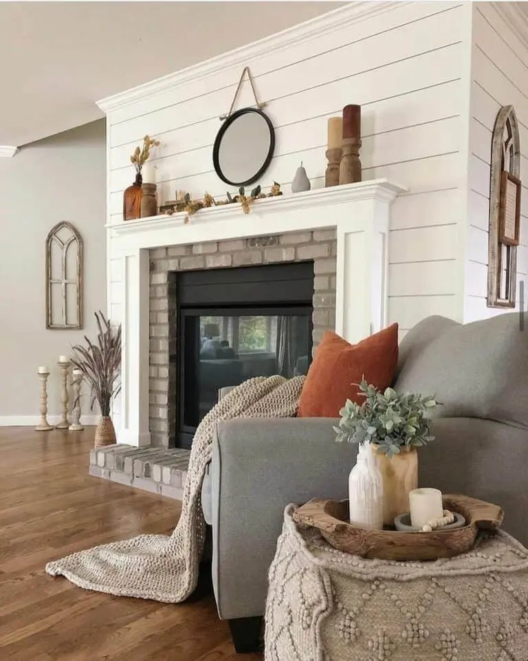 Gray Brick Fireplace Decor