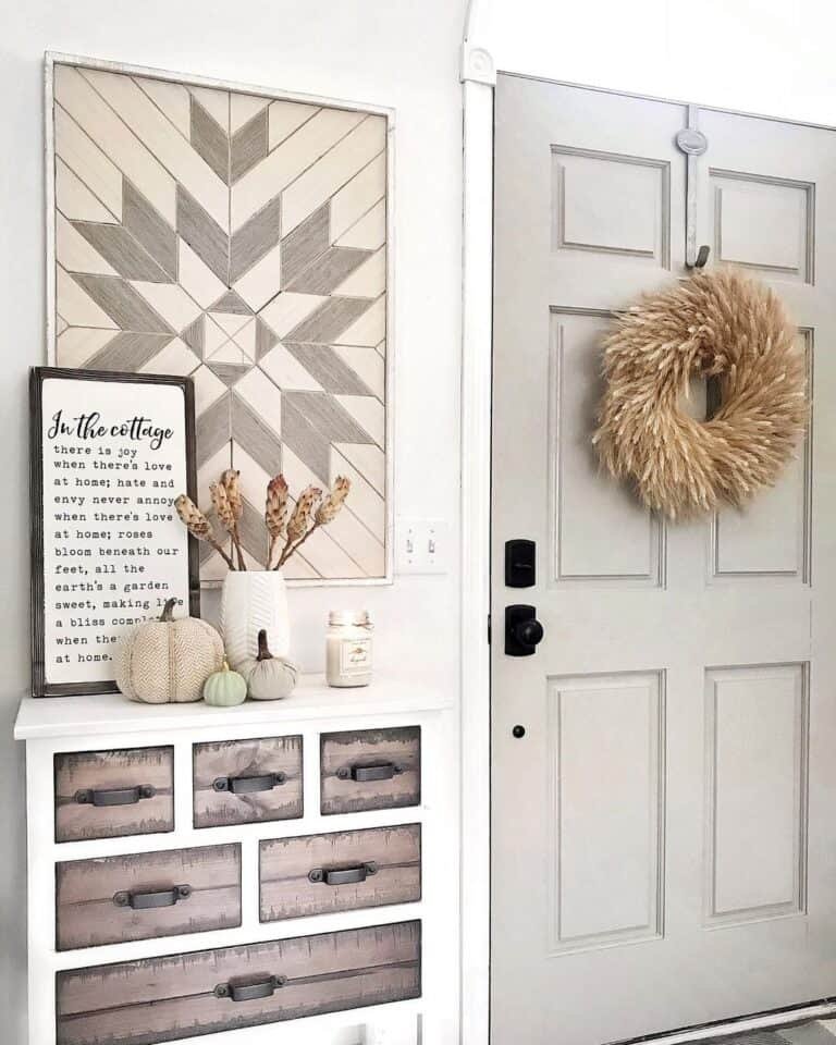 Gray Door with Wreath