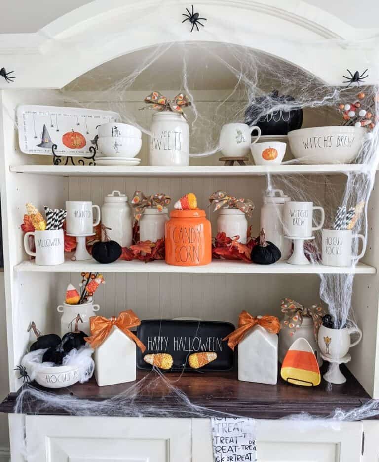 Halloween-Themed Kitchen Hutch