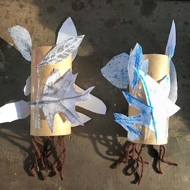 Leaf Rubbing Craft with Toilet Paper Rolls