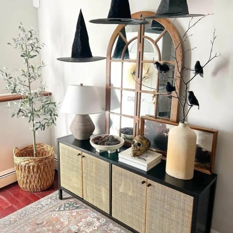 Mid-Century Table with Crows