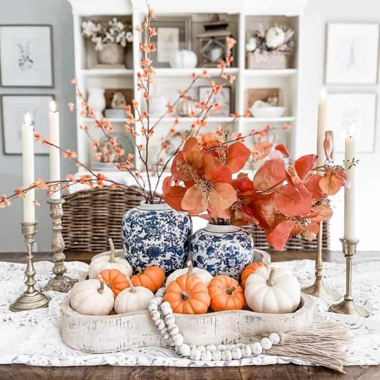 Mini Pumpkins and Leaves