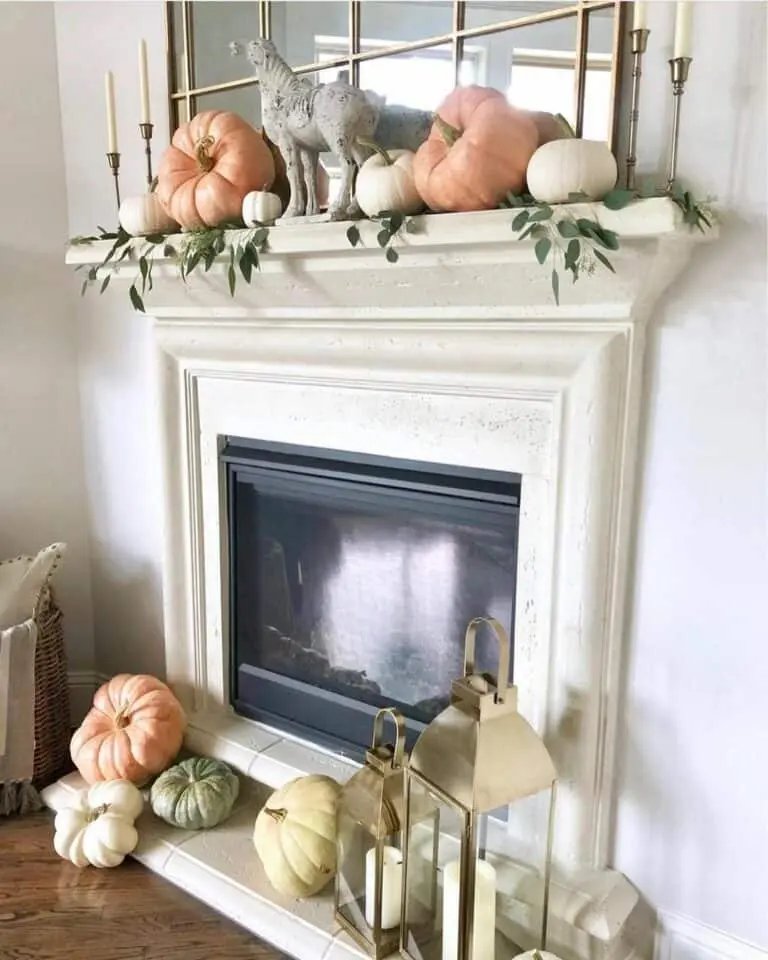 Mirror Enhances Fireplace Mantel