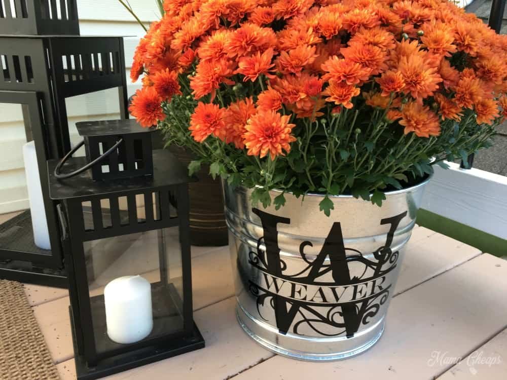 Monogrammed Flower Bucket Decor