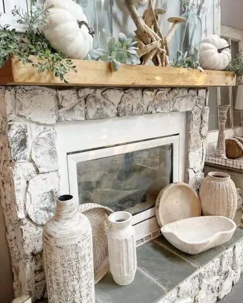 Neutral Mantel Decor