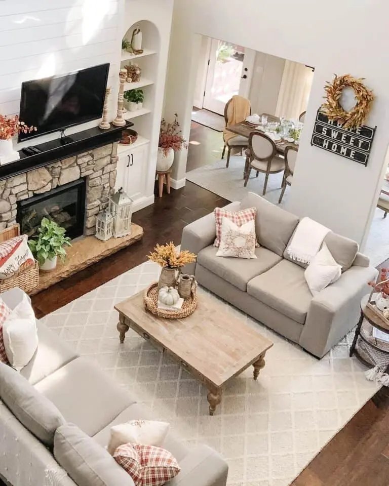 Orange Accents in Living Room