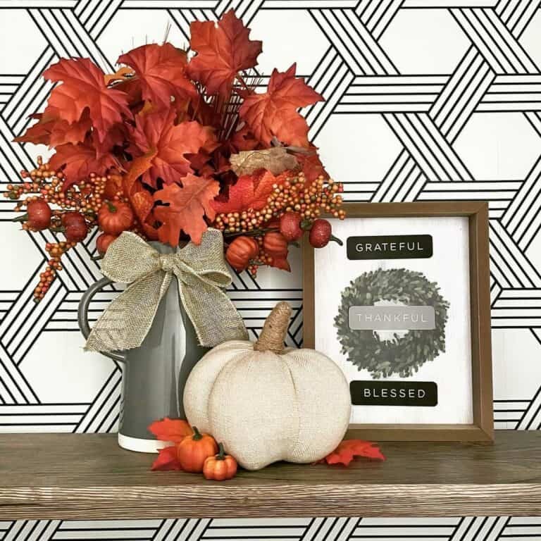 Orange Leaves and Geometric Wallpaper