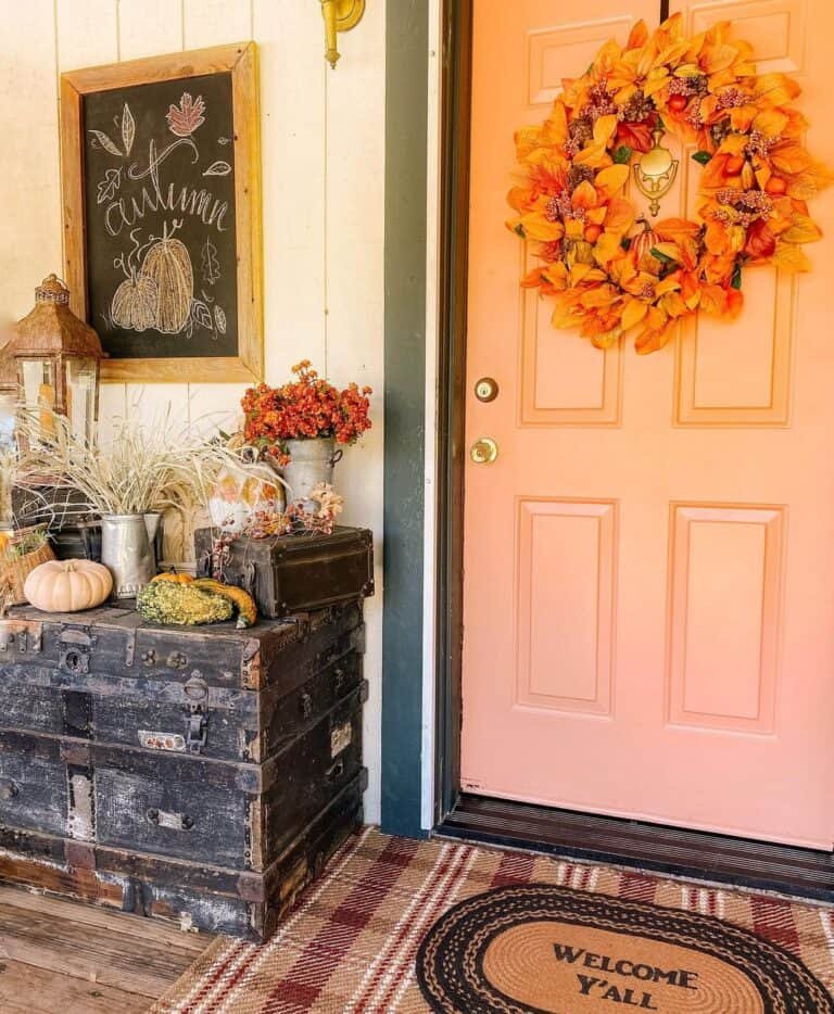 Pale Orange Door Decor