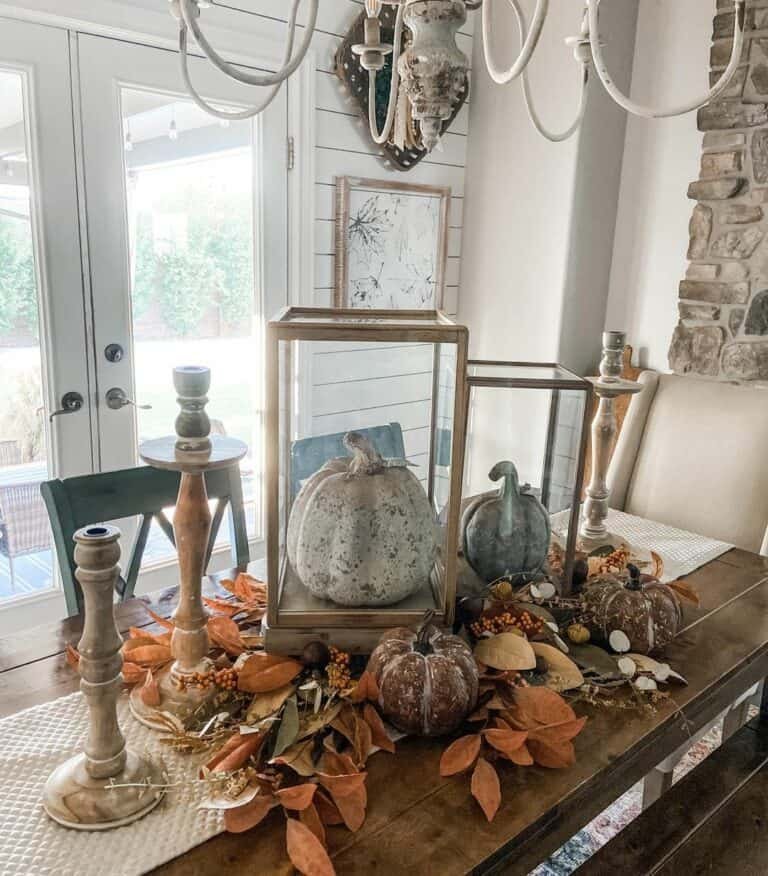Pumpkin-Accented Lantern Centerpieces