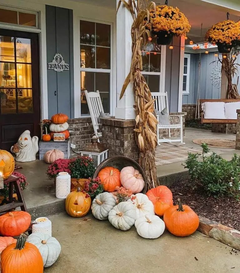 Pumpkin and Mum Lantern Ideas