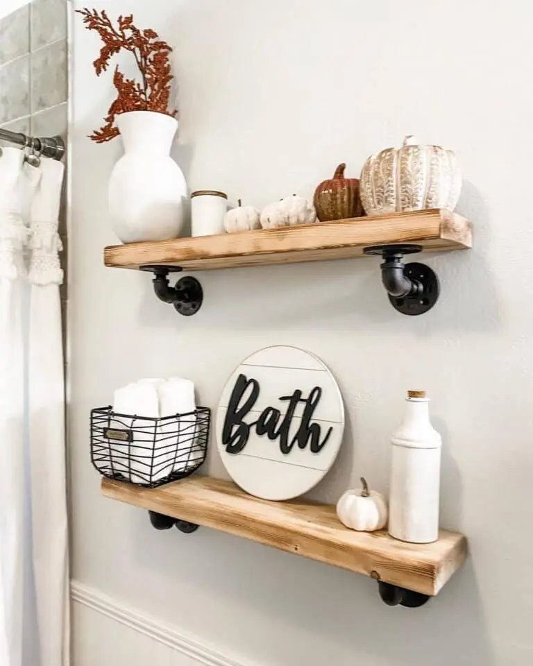 Pumpkin Decor on Shelves