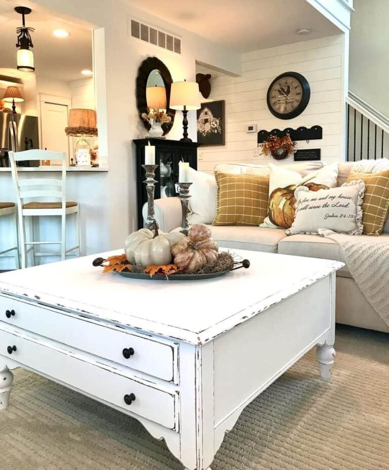 Pumpkin Decor on White Table