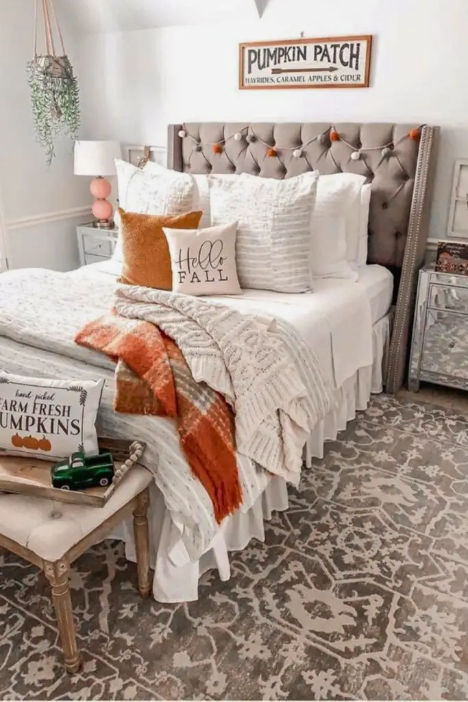 Pumpkin-Inspired Cozy Bedroom Decor