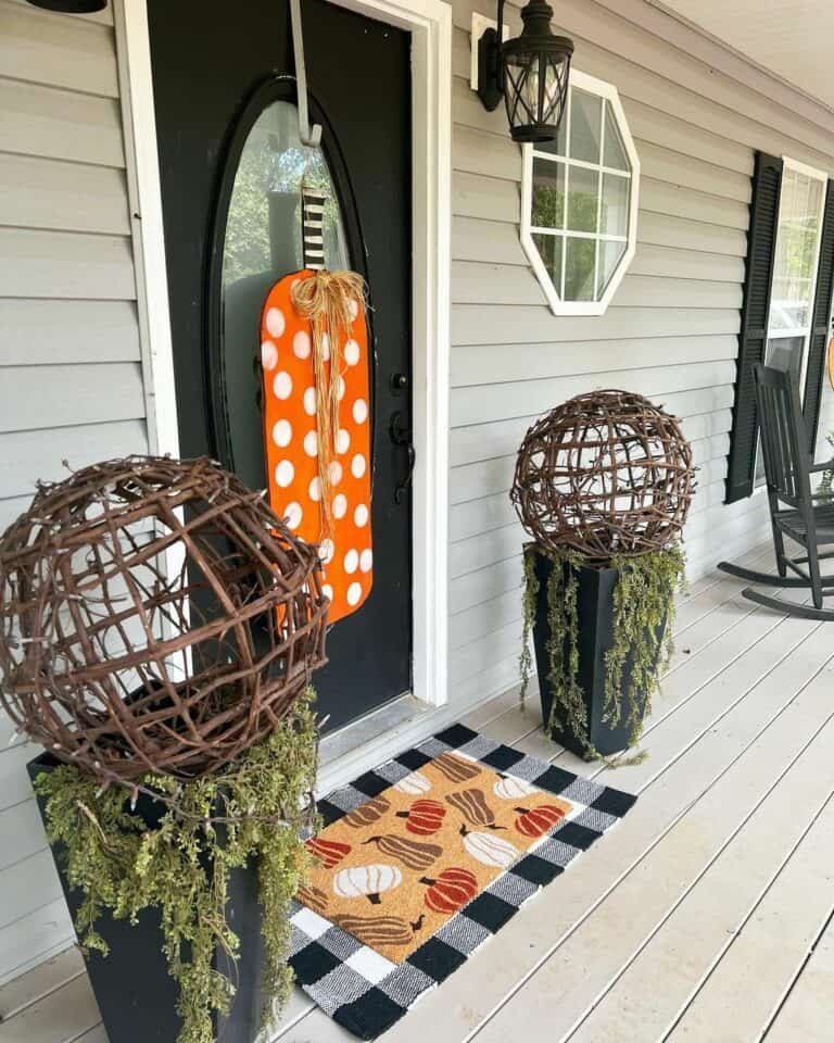 Pumpkin Porch with Wall Lights