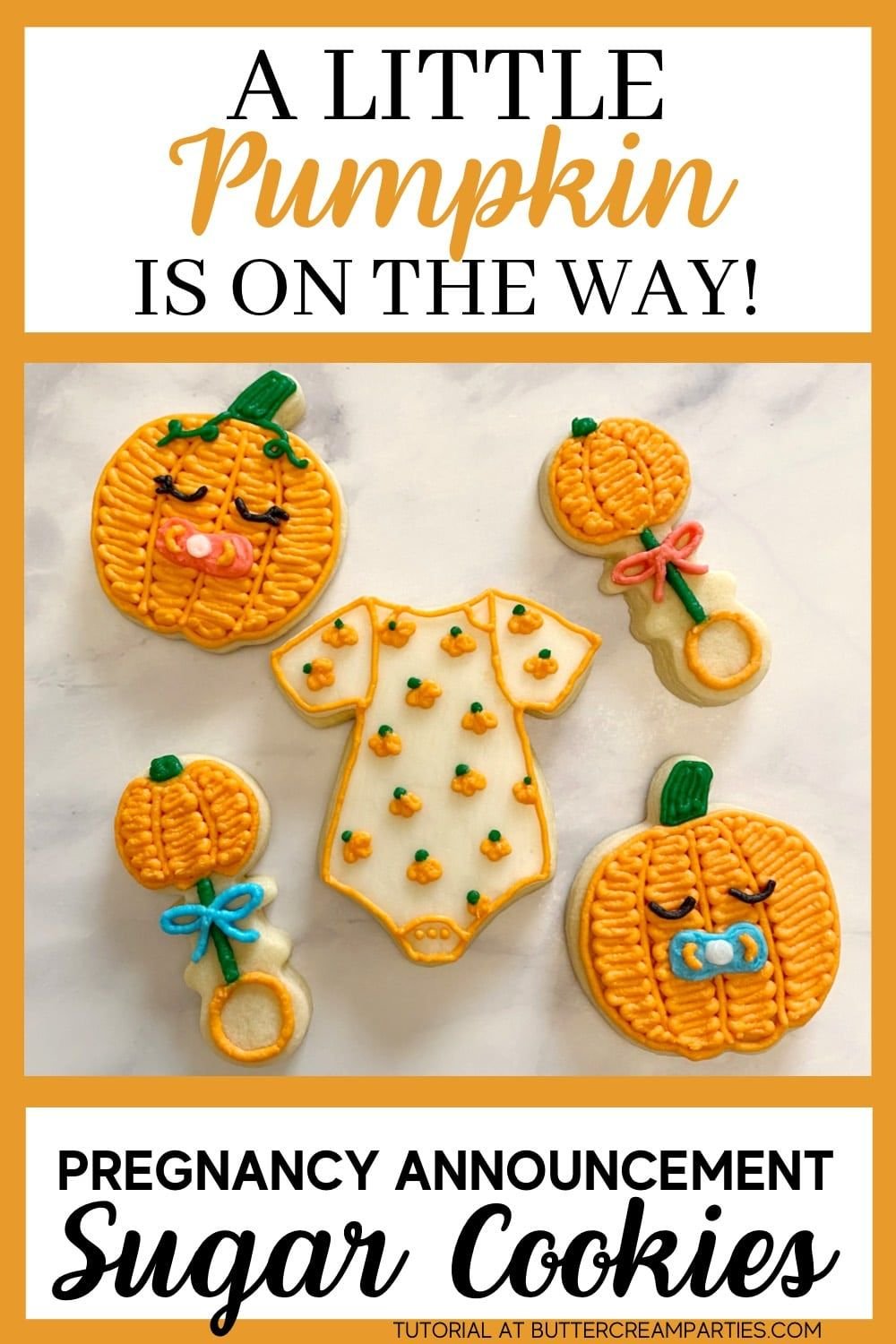 'Pumpkin-Shaped Baby Shower Cookies'