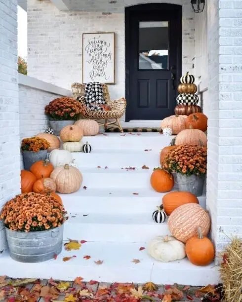 Pumpkins and Flower Arrangements