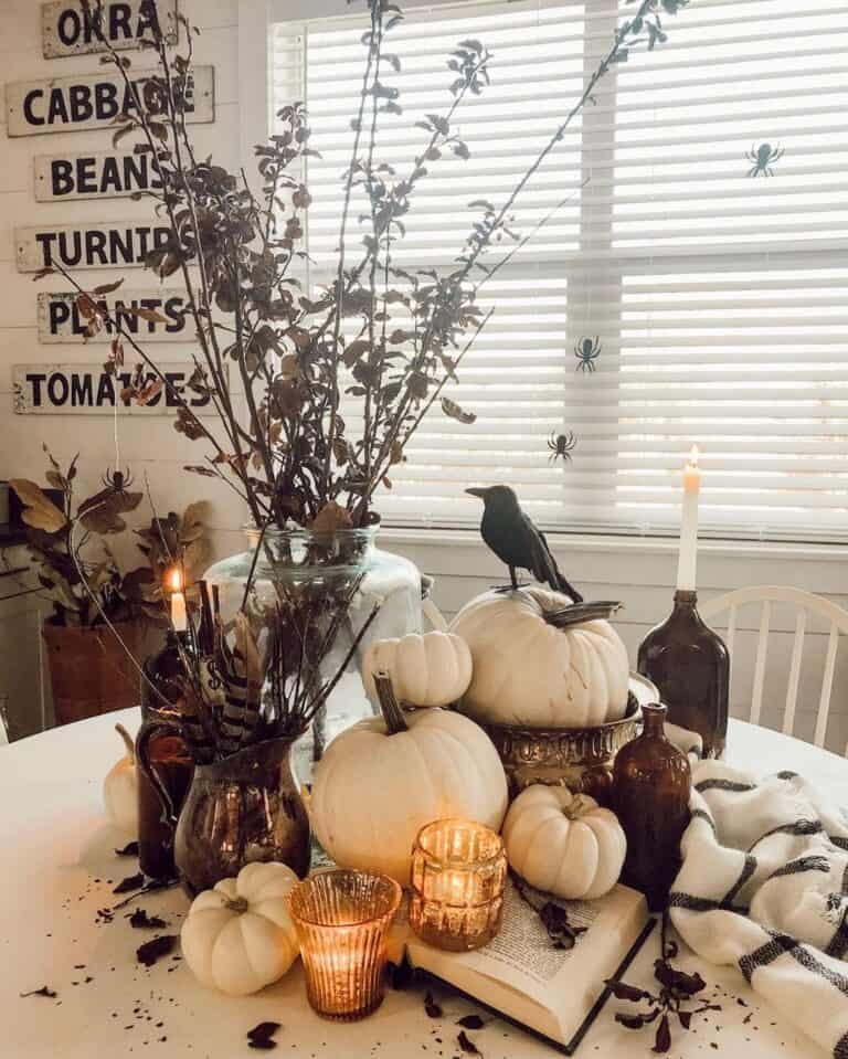 Raven-Themed Halloween Display