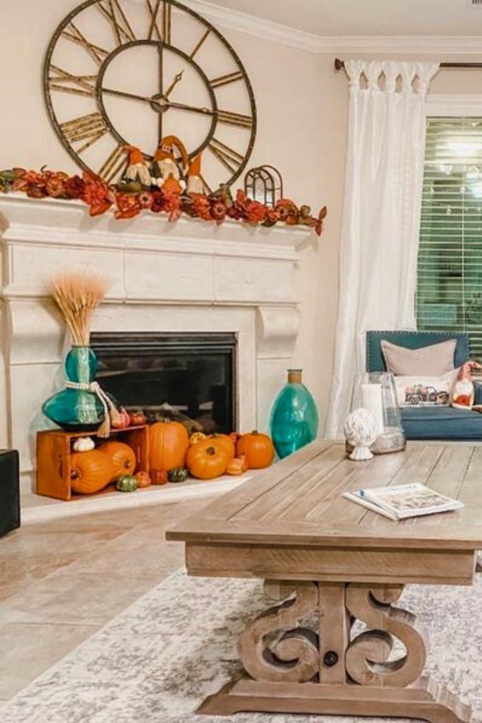 Rustic Pumpkin Mantel Decor