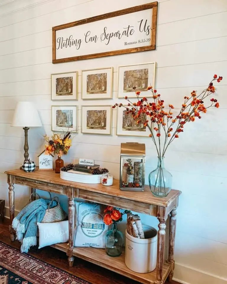 Rustic Table with Wall Art