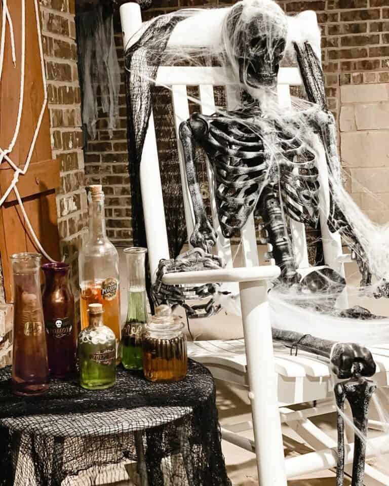 Skeleton Decor with Bottles