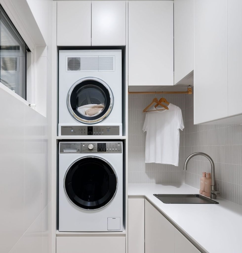Sleek White Laundry Design