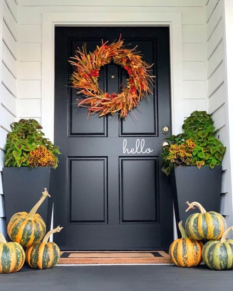 Striped Pumpkins by Front Door