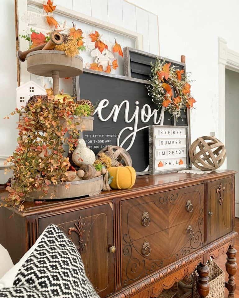 Vintage Wooden Tray Decor