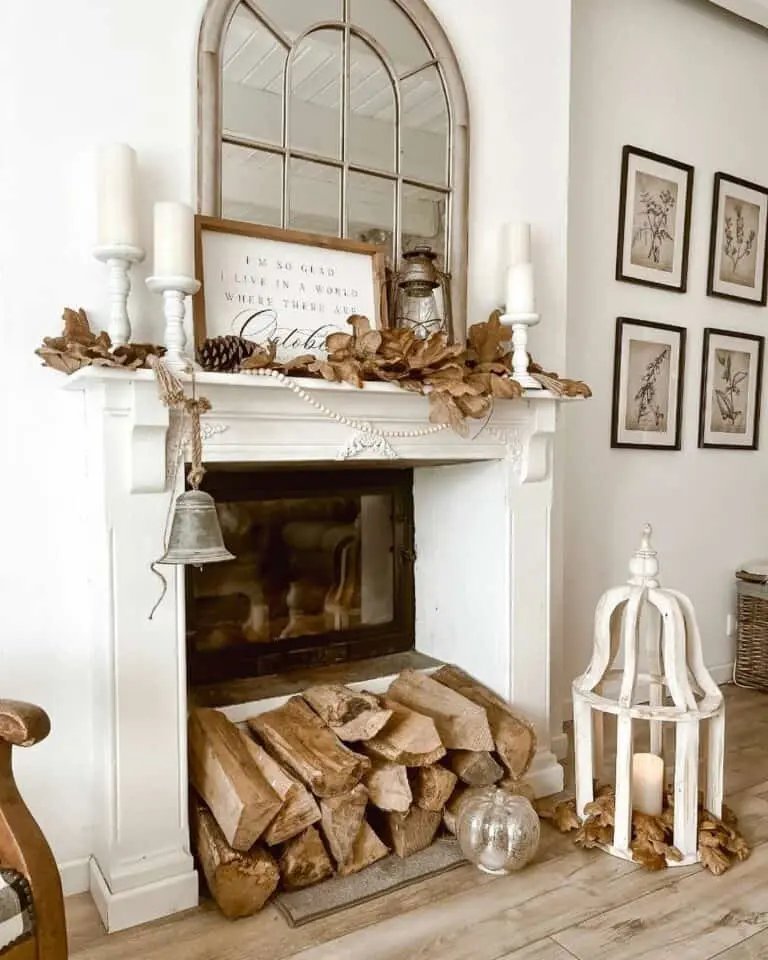 Warm Fall Fireplace Decor