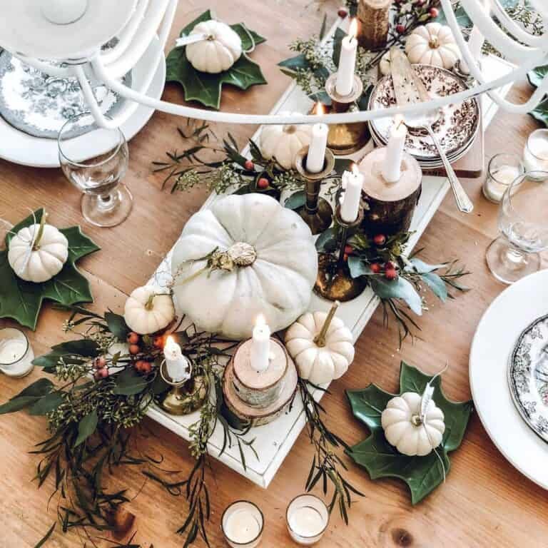 White and Green Table Setting