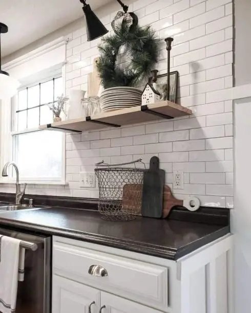 White Backsplash, Black Counter