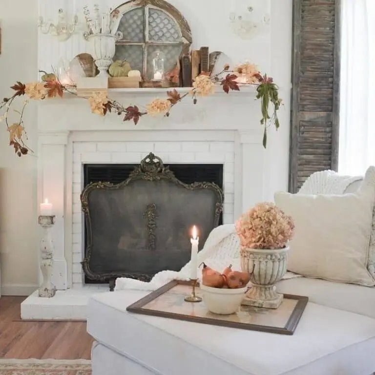 White Brick Fireplace Decor