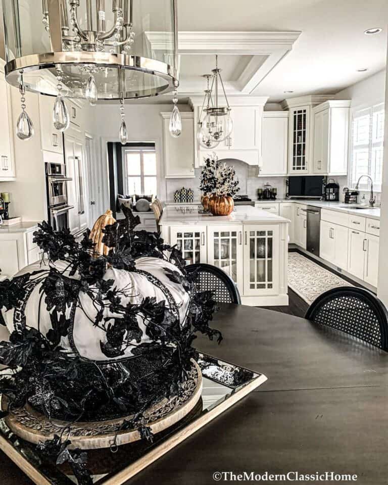 White Kitchen Fall Decor