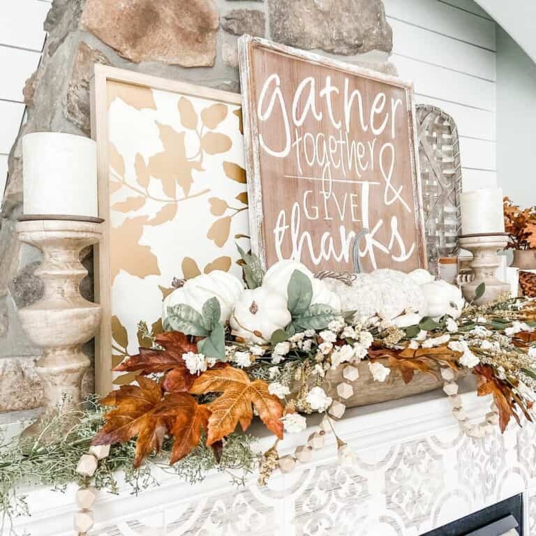White Mantel with Signs