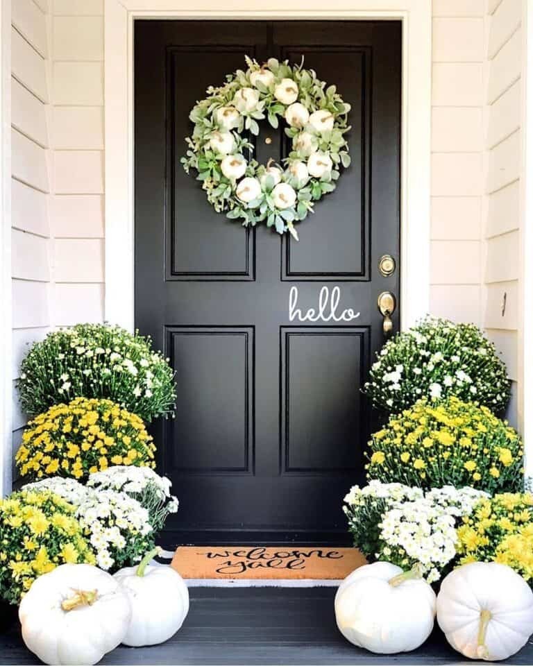 White Pumpkin Green Wreath